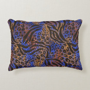 Luxurious Leopard and Zebra Print Pattern Accent Pillow