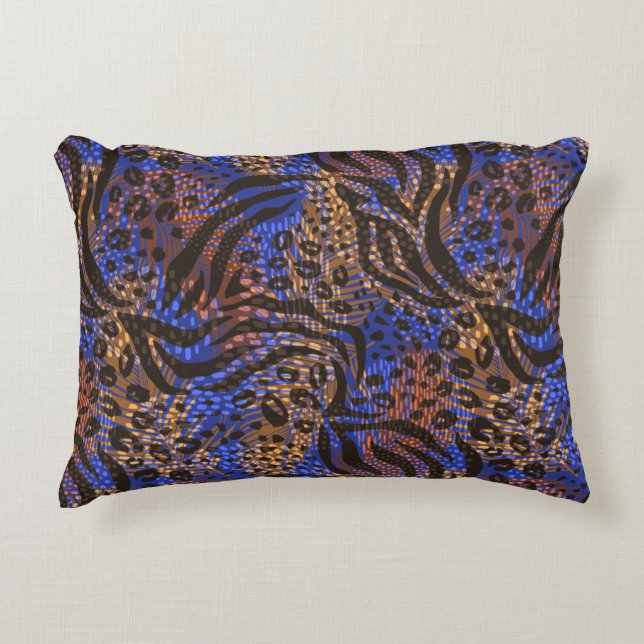 Luxurious Leopard and Zebra Print Pattern Accent Pillow (Front)