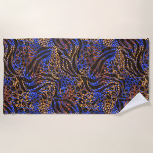Luxurious Leopard and Zebra Print Pattern Beach Towel