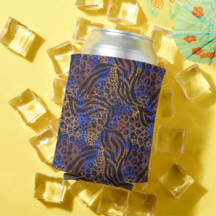 Luxurious Leopard and Zebra Print Pattern Can Cooler
