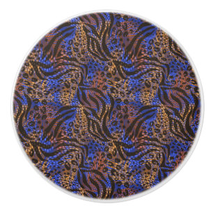 Luxurious Leopard and Zebra Print Pattern Ceramic Knob