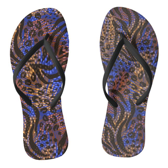 Luxurious Leopard and Zebra Print Pattern Flip Flops (Footbed)