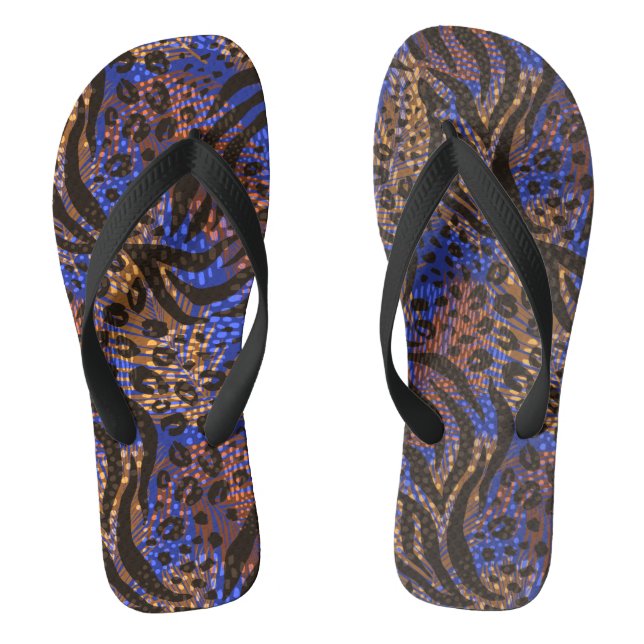 Luxurious Leopard and Zebra Print Pattern Flip Flops (Footbed)