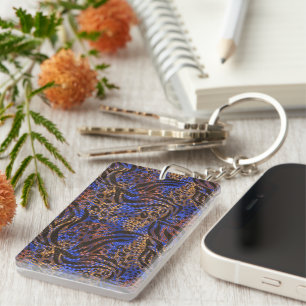 Luxurious Leopard and Zebra Print Pattern Keychain