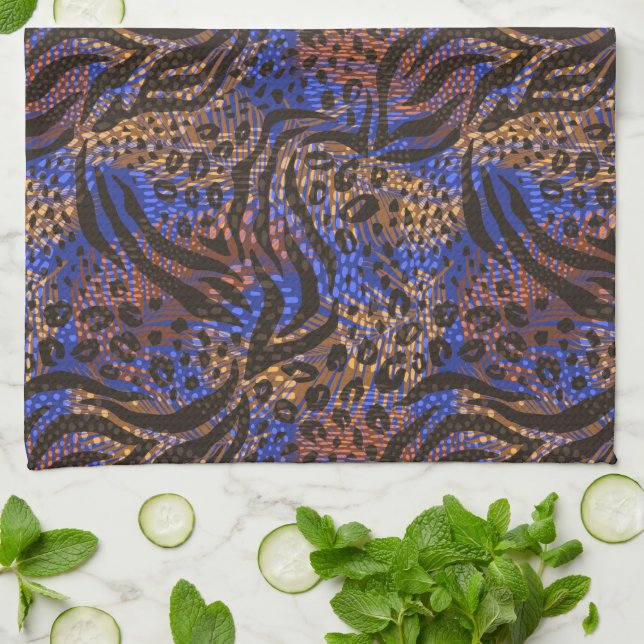 Luxurious Leopard and Zebra Print Pattern Kitchen Towel (Folded)