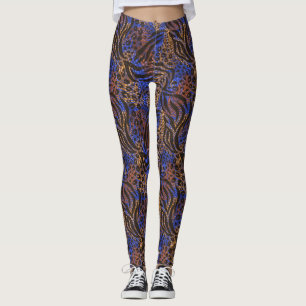 Luxurious Leopard and Zebra Print Pattern Leggings