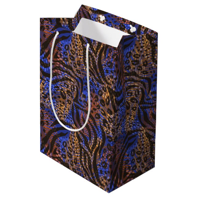 Luxurious Leopard and Zebra Print Pattern Medium Gift Bag (Back Angled)