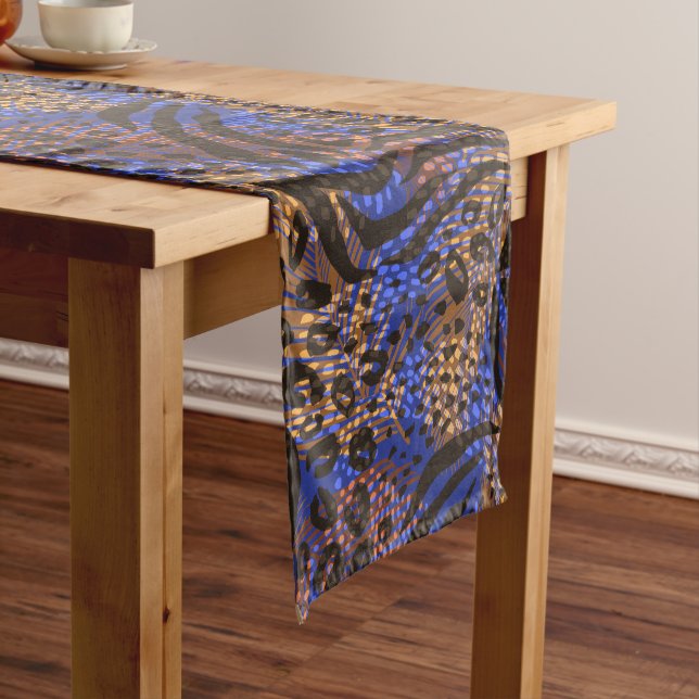 Luxurious Leopard and Zebra Print Pattern Medium Table Runner (In Situ)