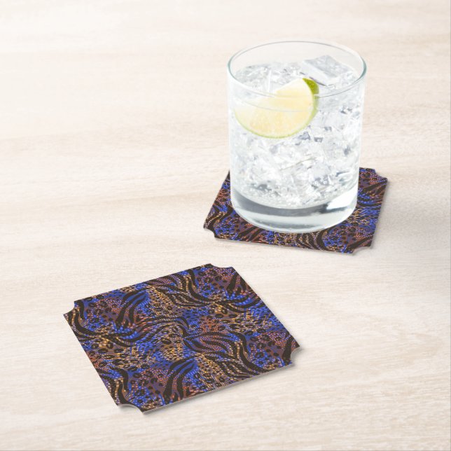 Luxurious Leopard and Zebra Print Pattern Paper Coaster (Insitu)