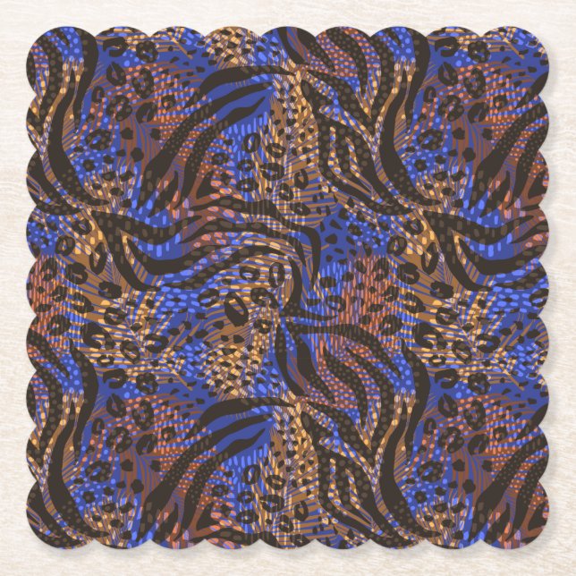 Luxurious Leopard and Zebra Print Pattern Paper Coaster (Front)