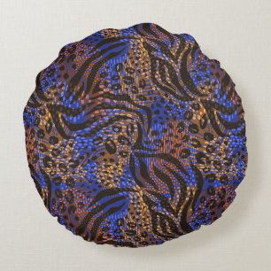 Luxurious Leopard and Zebra Print Pattern Round Pillow