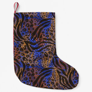 Luxurious Leopard and Zebra Print Pattern Small Christmas Stocking