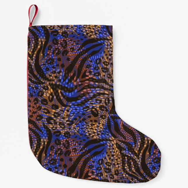 Luxurious Leopard and Zebra Print Pattern Small Christmas Stocking (Front)