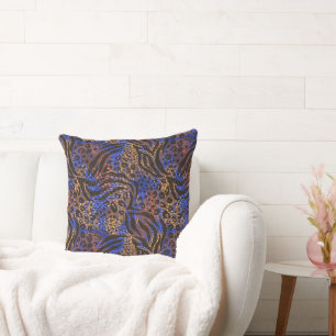 Luxurious Leopard and Zebra Print Pattern Throw Pillow