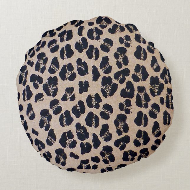 Luxurious Leopard Print Round Throw Pillow (16") (Back)
