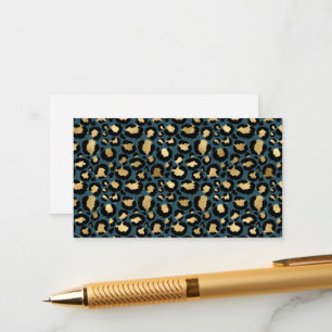 Luxurious Leopard Spots Dark Blue Wild Glam Enclosure Card