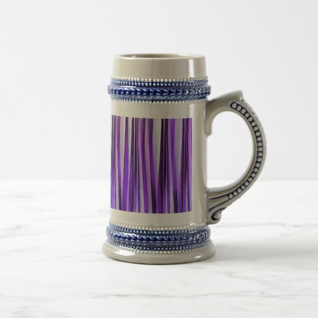 Luxurious Lilac, Purple and Silver Stripy Pattern Beer Stein (Right)