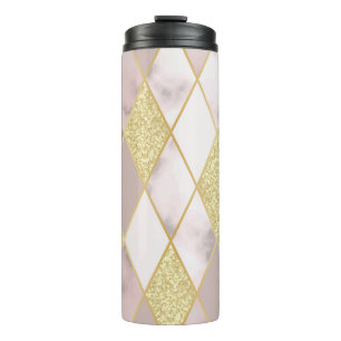 Luxurious Marble Golden Geometric Thermal Tumbler