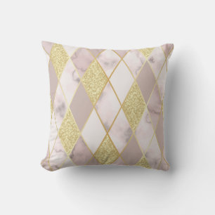 Luxurious Marble Golden Geometric Throw Pillow