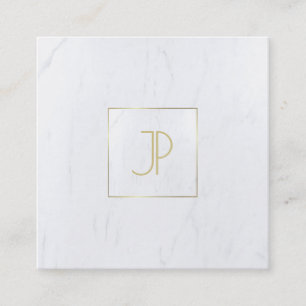Luxurious Marble Modern Template Gold Monogram Square Business Card