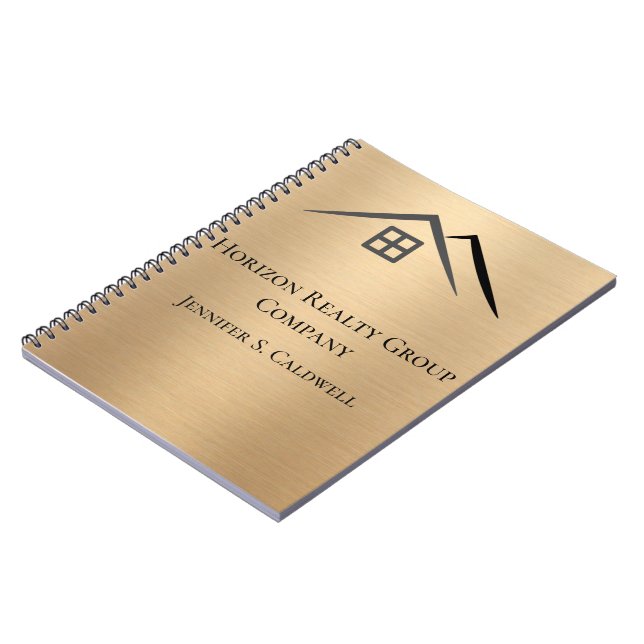 Luxurious Metallic Gold Real Estate Notebook (Left Side)
