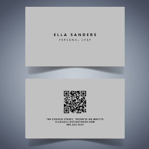 Luxurious Minimal Light Grey QR CODE Business Card