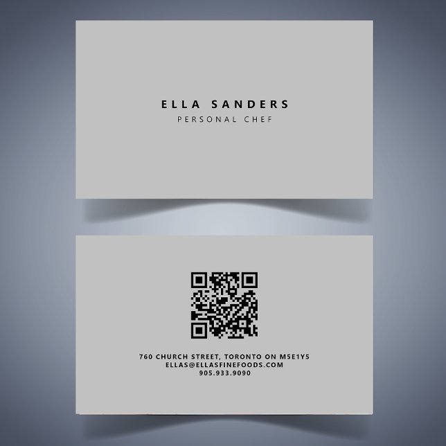 Luxurious Minimal Light Grey QR CODE Business Card (Simple and elegant business card with QR code)