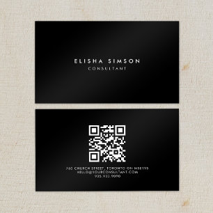 Luxurious Minimalist Black and White QR CODE  Business Card