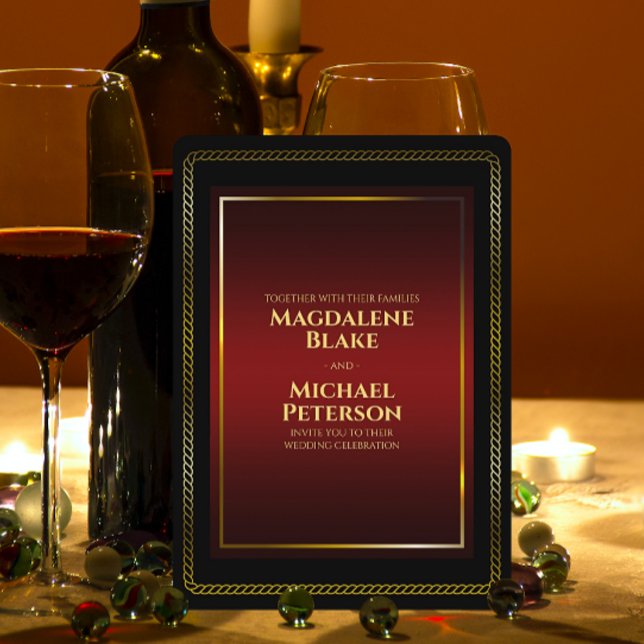 Luxurious Minimalist Black & Red Wedding Invitation (Creator Uploaded)