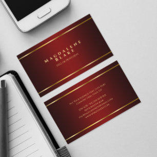 Luxurious Minimalist Red Burgundy Business Card