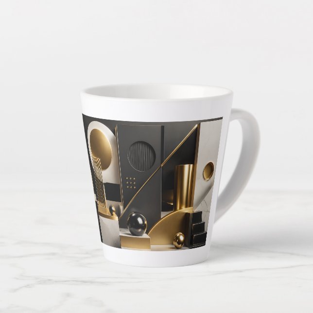 Luxurious Modern Composition: Gold, Black Gift Latte Mug (Right Angle)