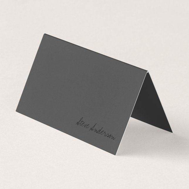 Luxurious Modern Elegant Grey Folded Business Card (Front)