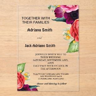 Luxurious Modern  Floral Wedding Acrylic Invitations