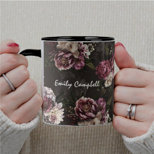 Luxurious Moody White Rose Floral Bloom Mug