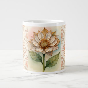 Luxurious Mosaic Flower and Pink Pattern Large Coffee Mug