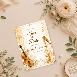 Luxurious Musical Elegance Wedding Save The Date