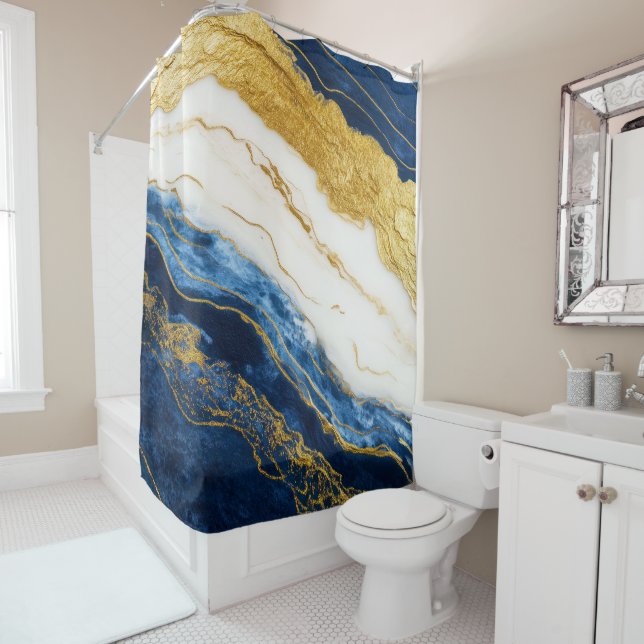Luxurious Navy Blue & Gold Leaf Marble (In Situ)