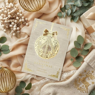 Luxurious Ornate Filigree Christmas Bauble TMF26 Foil Holiday Card
