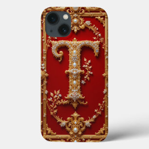 Luxurious Ornate Gold Letter T iPhone 13 Case