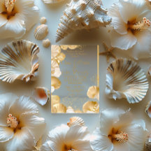 Luxurious Pearl and Gold Seashell Acrylic Wedding