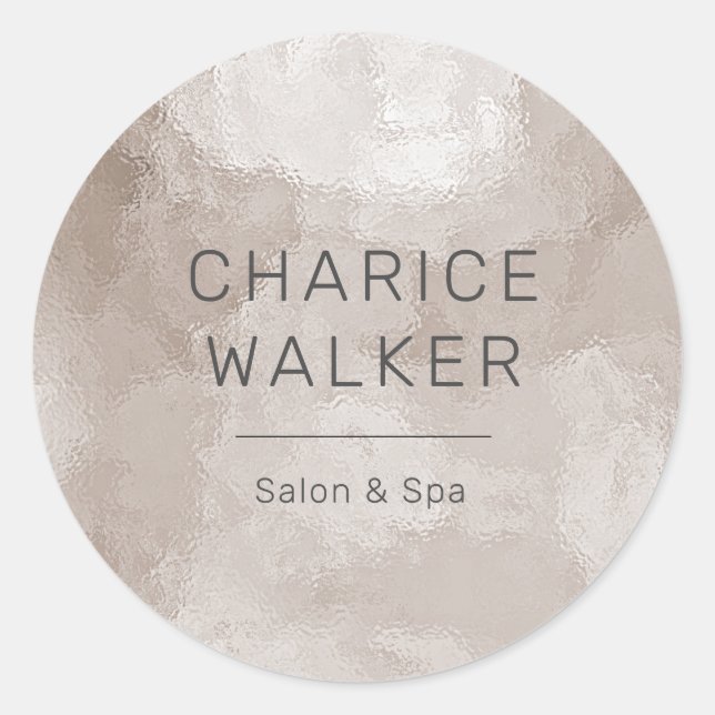 luxurious pearl salon and spa monogram classic round sticker (Front)