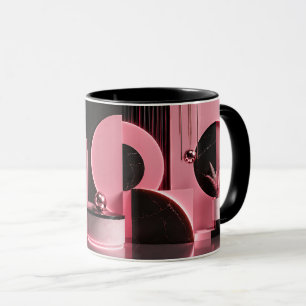 Luxurious Pink and Black Geometric Design Gift Mug