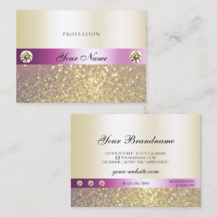 Luxurious Pink and Gold Shimmery Glitter Diamonds Business Card