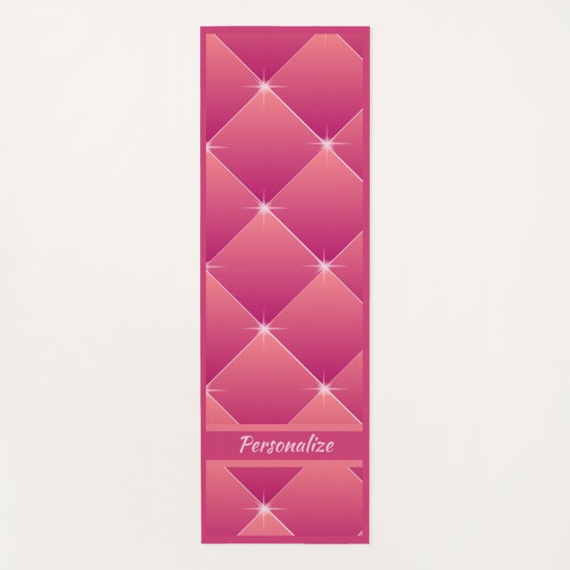 Luxurious Pink Diamond Sparkle Zen Yoga Namaste Mat (Front)