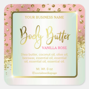 Luxurious Pink Gold Dots Body Butter Labels
