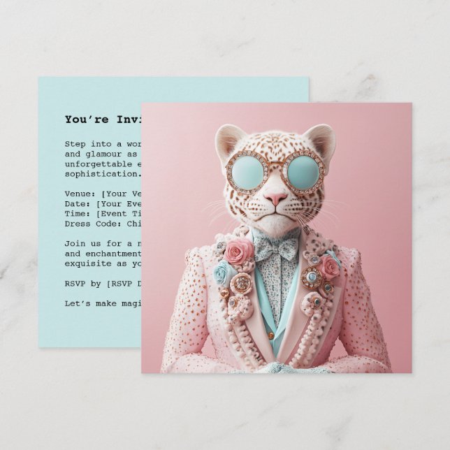 Luxurious Pink Leopard Elegance Invitation (Front/Back)
