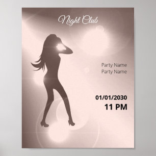 Luxurious Pinky Brilliant Dancing Girl Silhouette Poster