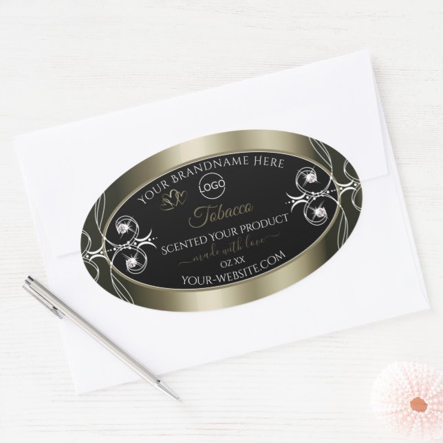 Luxurious Platinum Black Product Labels with Logo (Envelope)