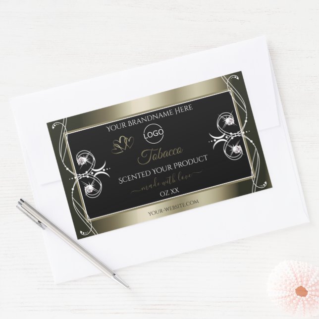 Luxurious Platinum Black Product Labels with Logo (Envelope)