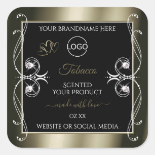 Luxurious Platinum Black Product Labels with Logo